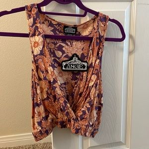 Angie Cropped Floral Top NWT